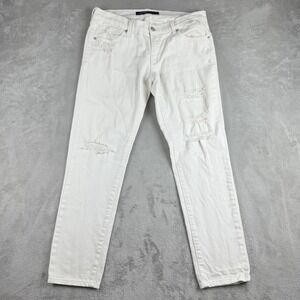 Just USA Jeans Womens 9 White Denim Stretch‎ Distressed Straight Leg Minimalist